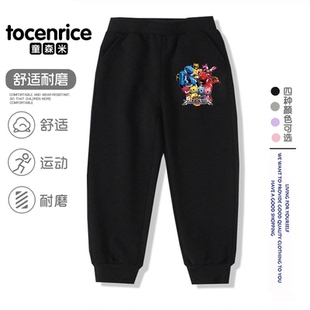 迷你特工队男童加绒裤子秋冬休闲运动裤儿童舒适外穿宽松中大童
