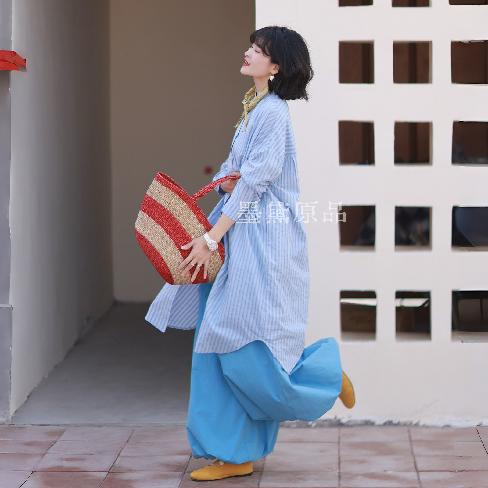 墨黛原品女装2026春新品文艺纯棉灯笼花苞裙裤文艺垂坠阔腿裤