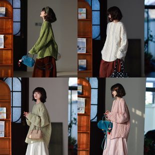 墨黛原品女装冬季新品长袖菱格压线夹棉保暖上衣休闲纯棉保暖卫衣