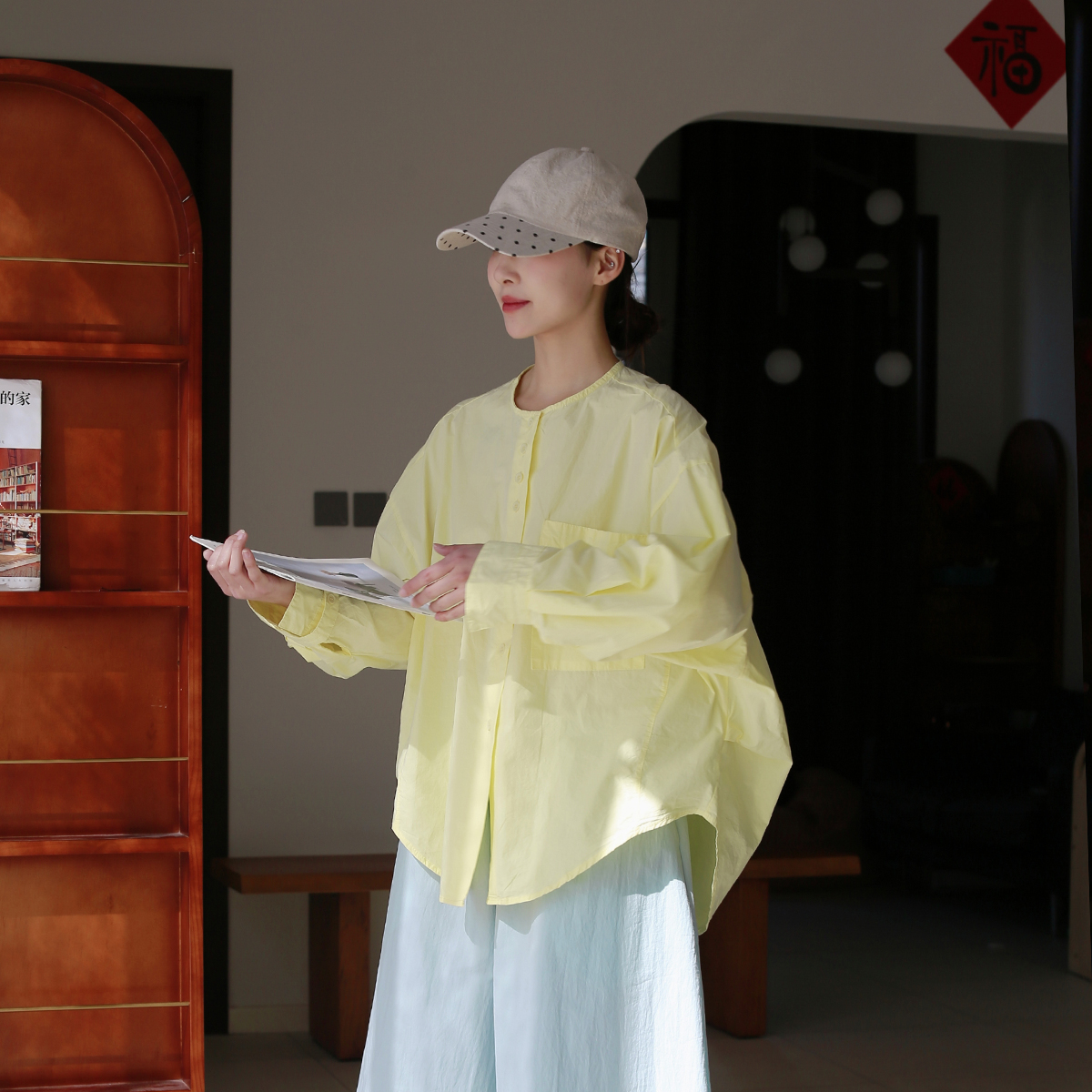 墨黛原创女装2025秋季新品纯棉单排扣圆领廓形百搭宽松多色衬衫