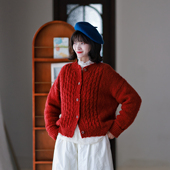 新品 墨黛原品女装 冬季 软糯羊毛亲肤保暖圆领百搭针织开襟毛衣