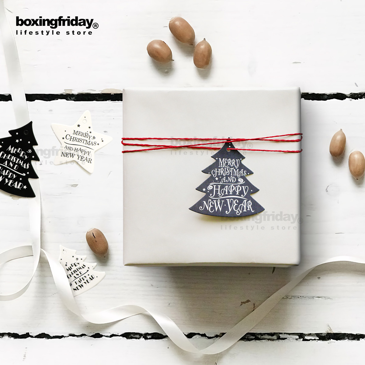 圣诞新年礼物节日装扮包装纸丝带