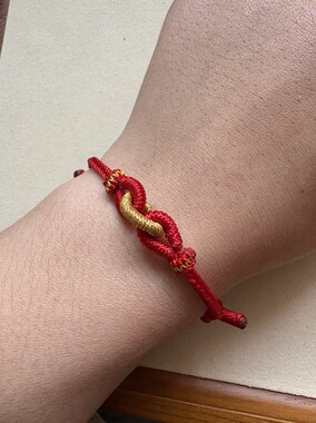 琳儿手工编织手绳本命年红绳平安扣编绳情侣款手链红色
