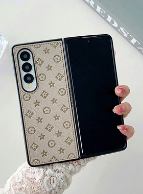 欧美三星ZFold5手机壳欧美奢侈zfold4壳适用于zfold3心系天下折叠翻盖皮壳fold6保护套w23/w25/w21/w20保护套