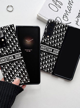 欧美奢侈Galaxy zfold5适用zflip4韩国三星ZFold3手机壳w21皮质折叠w22/w23/w24高档壳f9000/f9260防摔壳