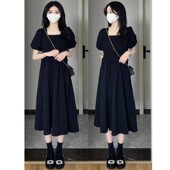 赫本风小黑裙收腰显瘦长裙子夏季 黑色连衣裙女小个子2024新款 法式