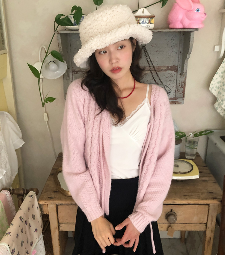 【cuckoo】韩国官网代购 from beginning 温柔系带麻花针织开衫