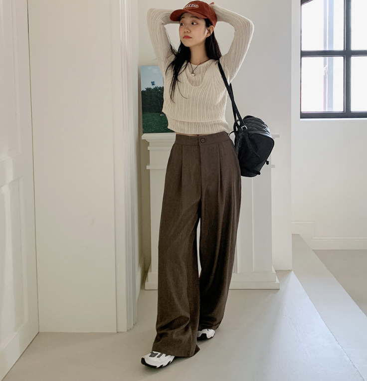 【cuckoo】韩国官网代购 from beginning 松紧腰宽松休闲裤西裤