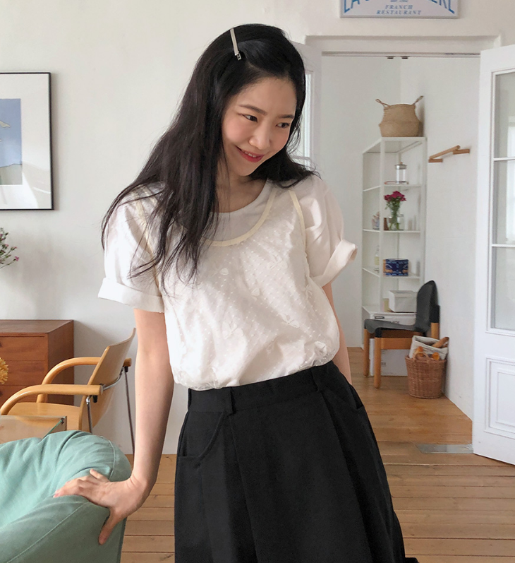 【cuckoo】韩国官网代购 from beginning 蝴蝶结波点网纱背心