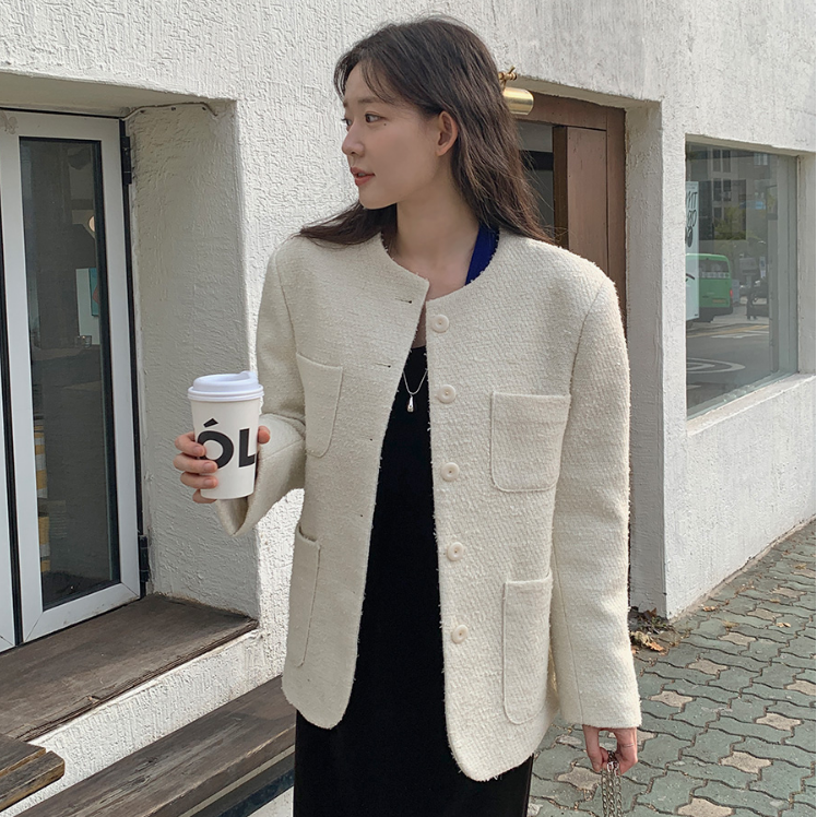 【cuckoo】韩国官网代购 from beginning中长款圆领羊毛呢外套