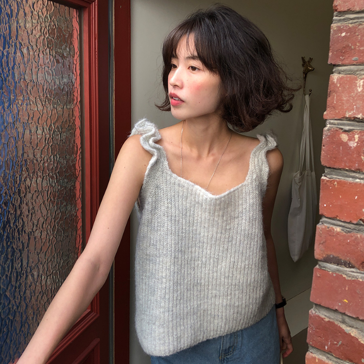 【cuckoo】韩国官网代购 from beginning 韩系木耳边宽松针织背心