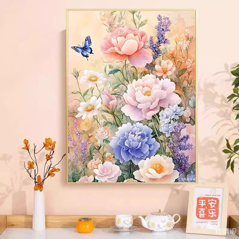 5d植物花卉钻石画2026新款高颜值富贵牡丹粘砖贴钻十字绣满钻卧室