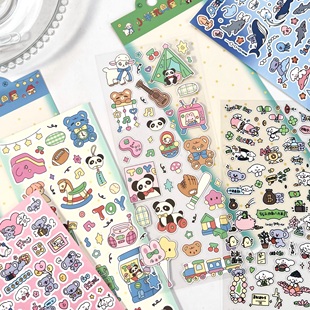 原创昭和复古玩具卡通咕卡贴纸deco海洋diy手帐装饰拼贴素材贴画