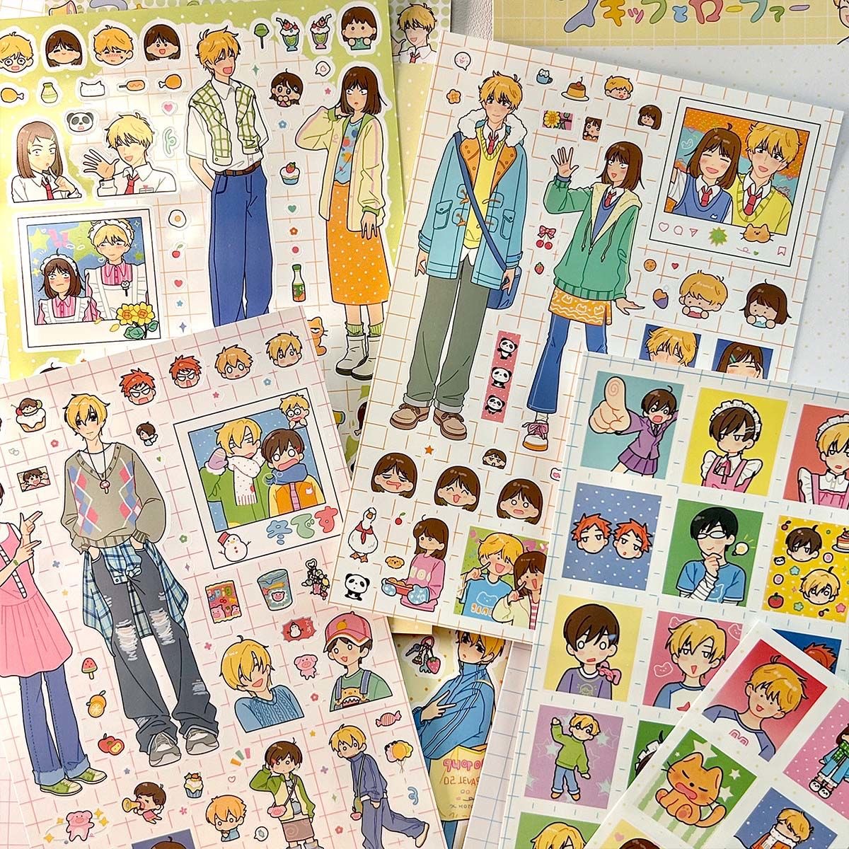 国产跃动青春浪漫假期少女漫画人物咕卡贴纸diy手帐手机壳装饰贴