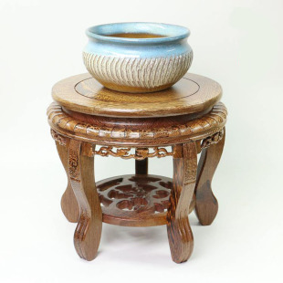 鸡翅木底座托架圆形实木工艺品摆件花瓶鱼缸花盆垫高木托盘架包邮