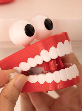 上链搞笑大牙发条牙齿创意新奇特整蛊桌面摆件儿童玩具六一礼物