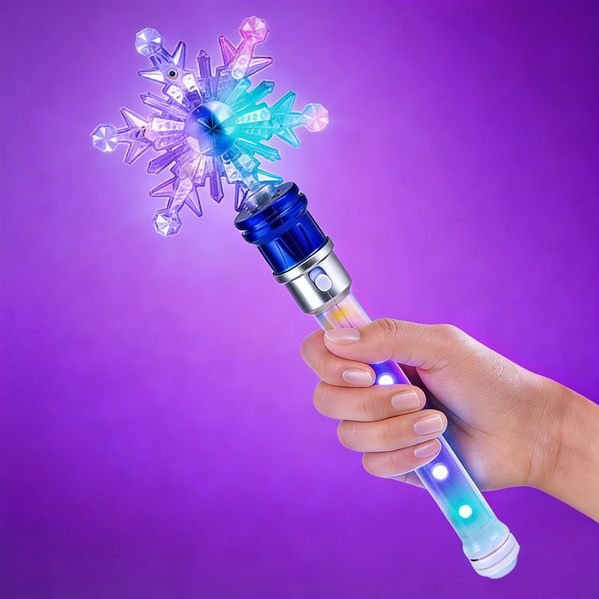 创意旋转闪光棒雪花五角星蝴蝶发光棒彩灯酷炫魔法棒户外儿童玩具