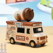 仿真回力合金磁吸感应声光咖啡车餐车灯光音效模型儿童玩具礼物