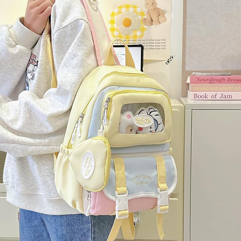 高颜值学院风撞色少女书包