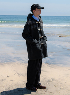 TMOR 2024春季牛角扣简约日系毛呢大衣复古上衣外套情侣款INS