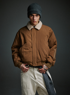 TMOR秋上新纯色日系复古风百搭毛领翻领棉夹克休闲个性宽松潮外套