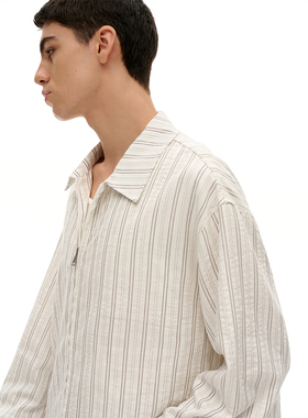 TMOR春夏新款cleanfit简约通勤日系复古潮牌条纹简约情侣衬衫外套