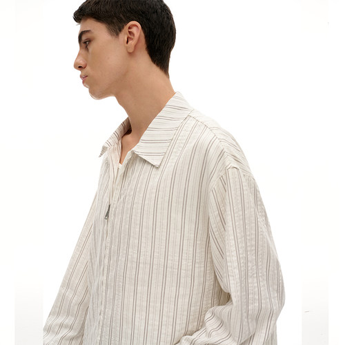 TMOR春夏新款cleanfit简约通勤日系复古潮牌条纹简约情侣衬衫外套