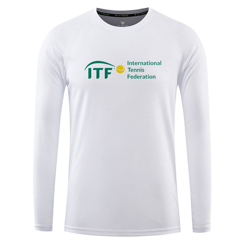 长袖网球服网眼速干国际网联运动T恤上衣圆领定制队服比赛服涤纶