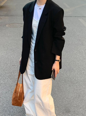 黑色西装外套女春秋2025新款韩系气质小个子休闲高级感炸街小西服