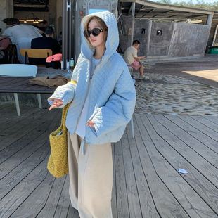 巨好看菱格连帽棉服女款冬季新款小个子短款冬装外套轻薄保暖棉衣