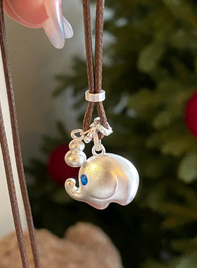 足银999.9吊坠珐琅小福象吊坠搭配毛衣链精工吊坠送闺蜜节日礼物