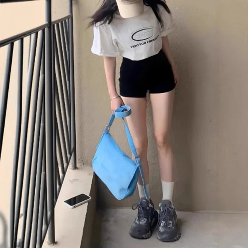 紧身夏季潮牌显瘦a字牛仔短裤ins包臀辣妹女黑色美式热裤韩版高腰