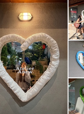 韩系ins简约爱心包边镜面英文网红店铺墙面装饰布置道具拍照打卡