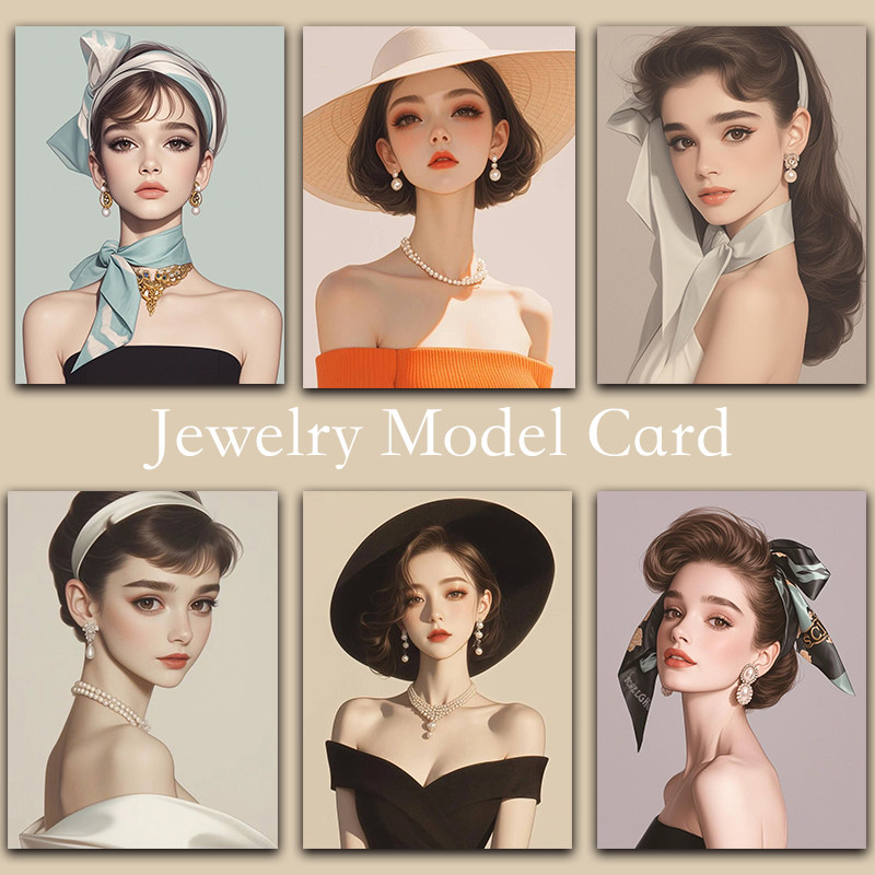 复古首饰品耳钉卡片模特背景纸展示直播拍照道具陈列珠宝海报装饰