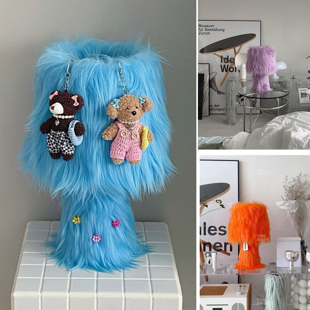 毛绒ins台灯网红打卡背景墙房间软装饰少女摆件拍照道具布置橱窗