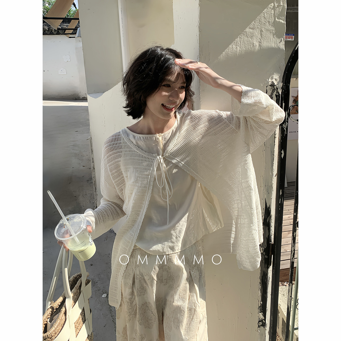 OMMMMO 镂空设计感针织女开衫2026夏秋新款白色薄款防晒外穿小衫