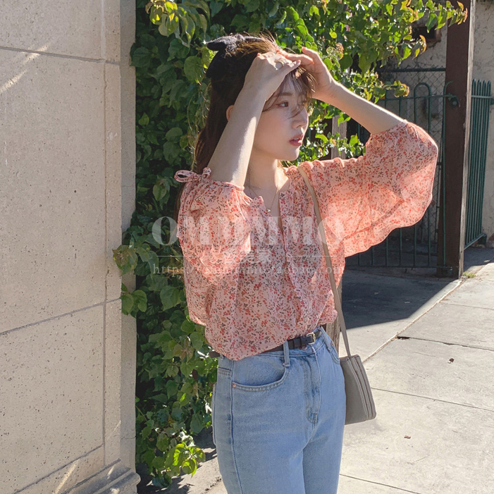 韩版时尚碎花0洋气超仙潮流衬衫