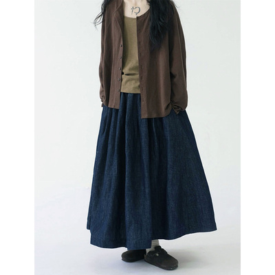 日系复古A字牛仔半身裙女