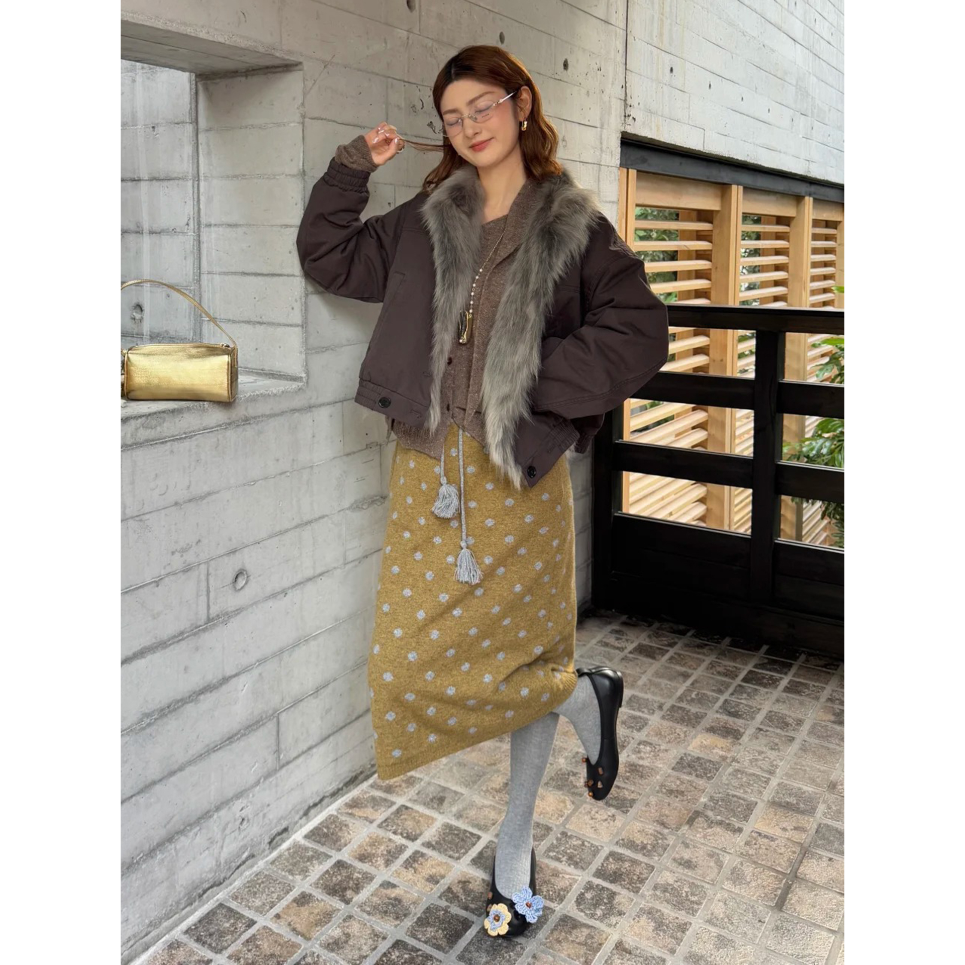 小众设计感系带流苏针织直筒中裙