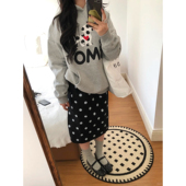 自制日系学院风黑色波点针织短裙女甜美可爱直筒包臀毛衣半身中裙