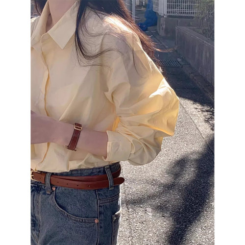 小众设计感显白鹅黄色衬衣
