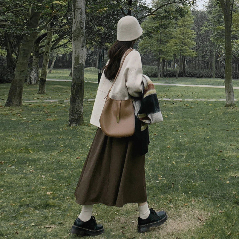 美拉德日系复古气质高腰半身裙女秋冬梨形身材显瘦遮胯中长a字裙,女装/女士精品,半身裙,淘宝优惠券,粉丝福利购,淘宝优惠卷