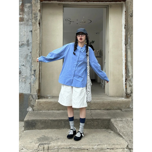 日系工装风白色阔腿五分裤女夏