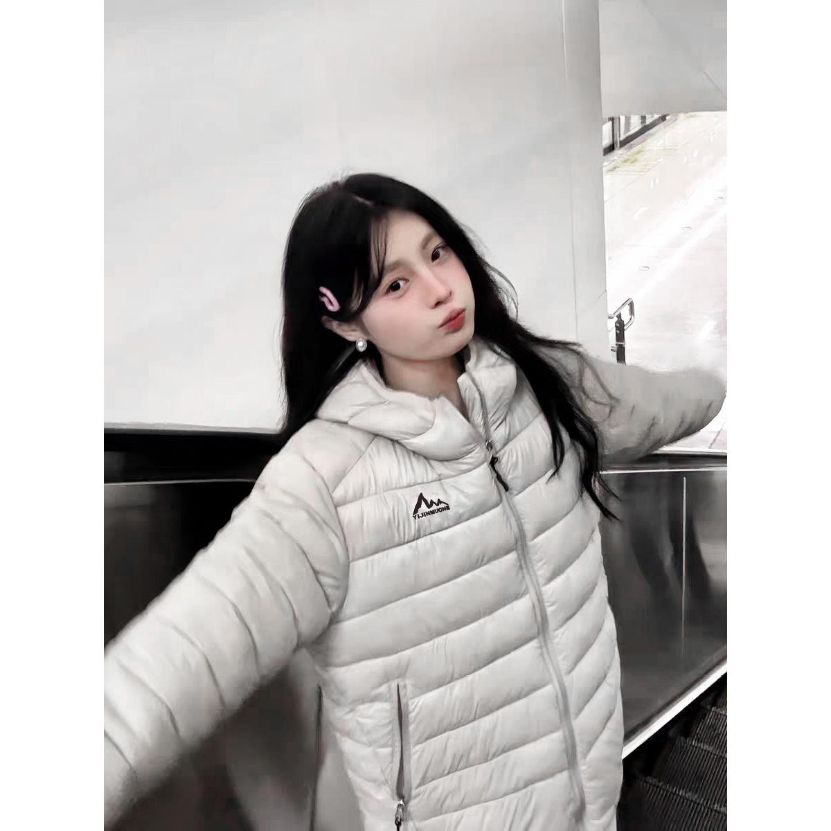 张九亿排骨羽绒棉服女2025冬季新款轻薄宽松韩系连帽棉衣棉袄外套