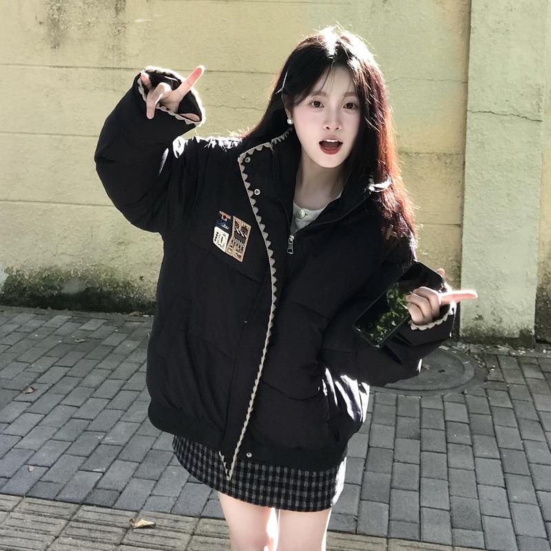 2025冬季新款羽绒棉服女短款韩版百搭宽松加厚保暖棉衣刺绣外套潮