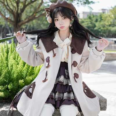 【木子酱JK】牛角扣大衣女秋冬季日系可爱学院风校供制服毛呢外套