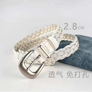 手工编织腰带女款复古休闲配牛仔裤连衣裙针扣皮带免打孔夏季透气