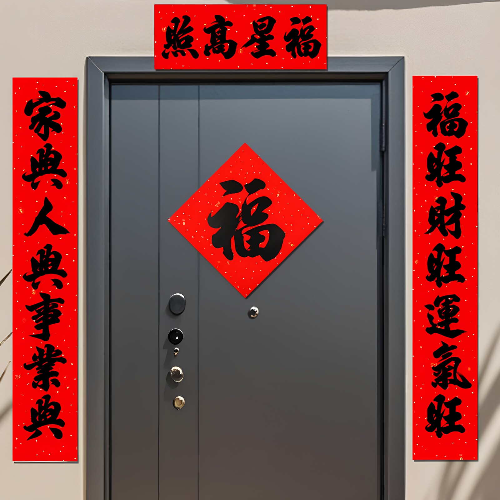 全背胶防水书法新春对联春节过年家用入户门农村大门贴家用春联