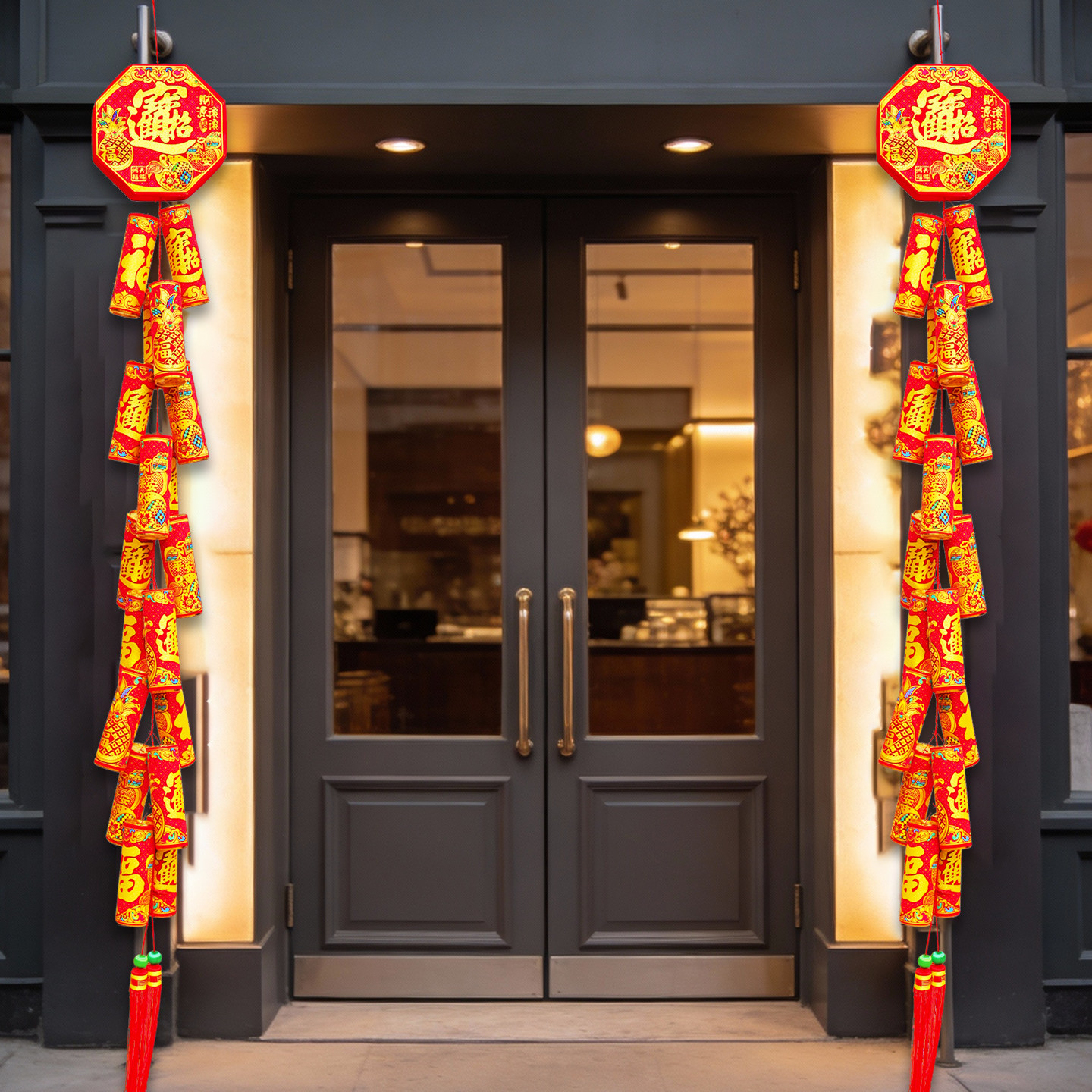 大鞭炮挂饰仿真鞭炮挂件春节氛围新年装饰品挂串2026喜庆鞭炮串