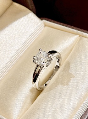 S925纯银 牛角圆钻戒指高级感精致百搭轻奢经典一克拉光面